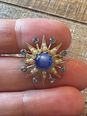 Vintage Signed CORO Starburst Pearl and Crystal Brooch-Stunning!!!
